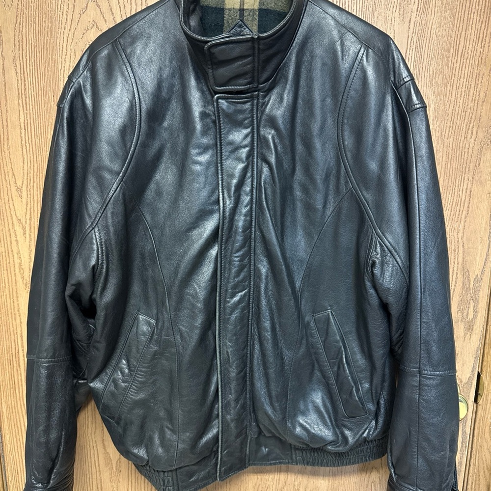 Vintage John Ashford Outdoors Leather Bomber Jacket Men’s Med Flannel Lining